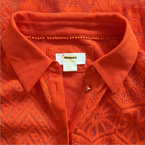 NWOT Anthropologie Maeve Long-Sleeve Collared Shirt Dress Coverup Red - Picture 13 of 16
